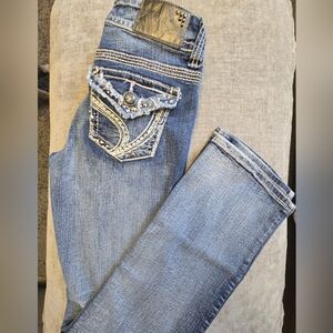 Ariya Blue Boot Cut Jeans with Embellished Pocket Size 5/6 Low Rise